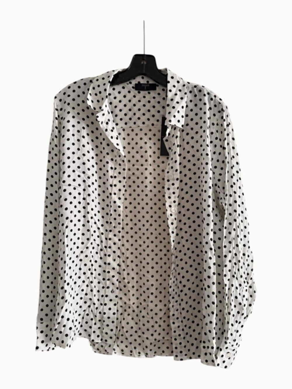 NWT T TAHARI WOMEN'S WHITE BLACK POLKA DOT BUTTON FRONT BLOUSE SIZE M - Picture 6 of 6
